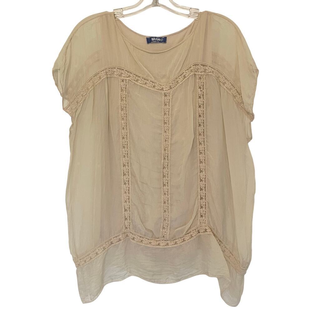 GIULIA Women's Bohemian Silk Flowy Blouse Size Small